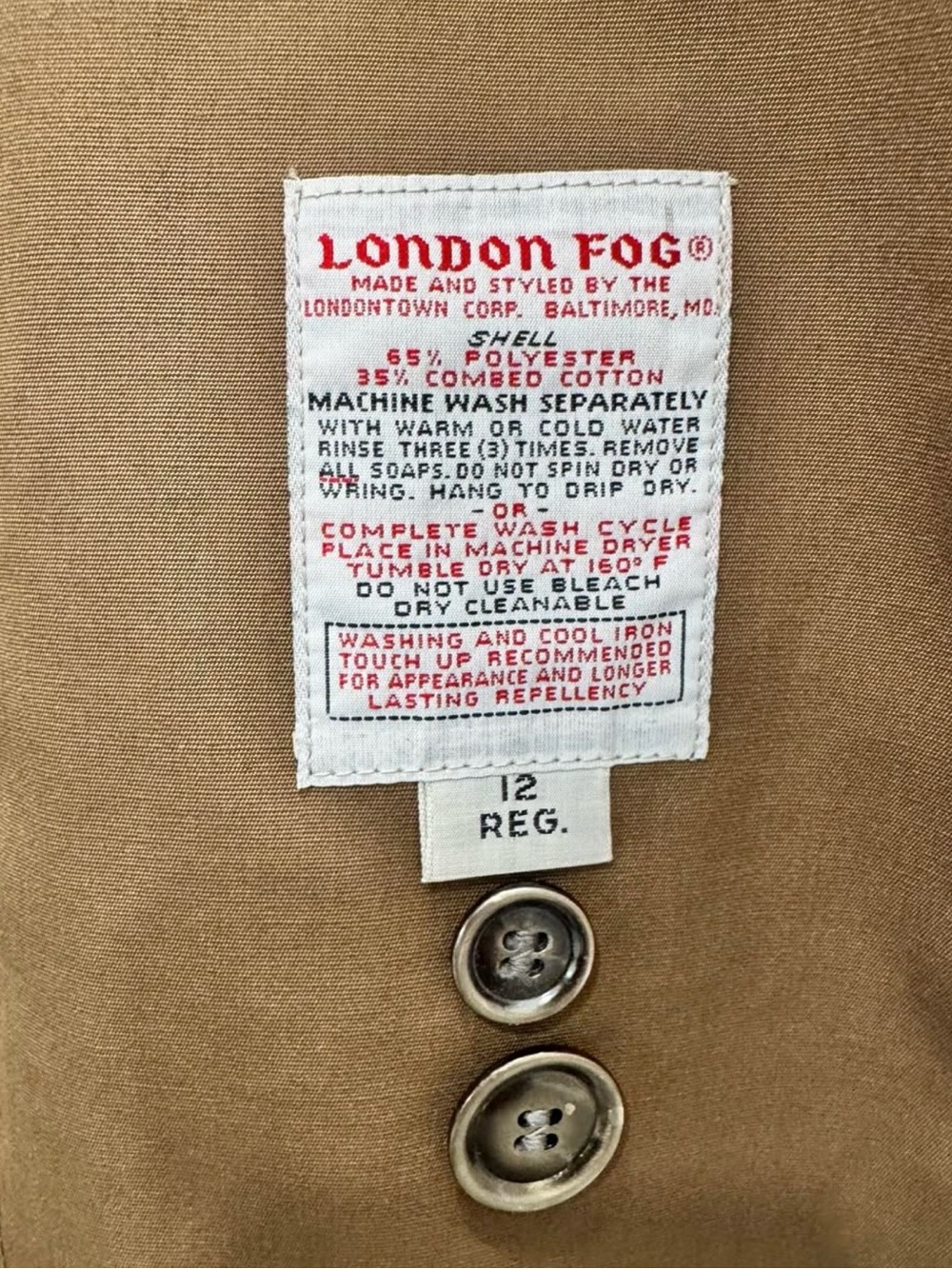 VINTAGE 70’s/80’s London Fog Beige Trench Coat with Metal Buttons